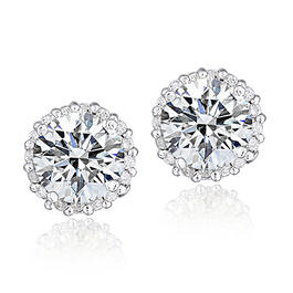 Sterling Silver CZ Solitaire Stud Earrings