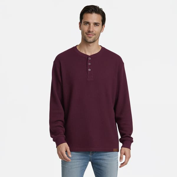 Mens Mountain Ridge Solid Heavyweight Thermal Henley - image 