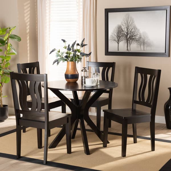 Baxton Studio Mare Dark Brown Finished Wood 5pc. Dining Set