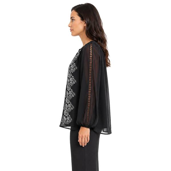 Womens Zac & Rachel Long Sleeve Floral Front Blouse