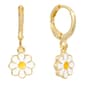Athra 14kt. Gold Over Brass & Enamel Flower Drop Earrings - image 1