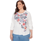 Plus Size Alfred Dunner Austin Floral Butterfly Embroidery Blouse - image 3