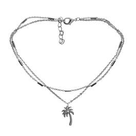 Barefootsies Diamond Accent Palm Tree 2 Strand Anklet Bracelet