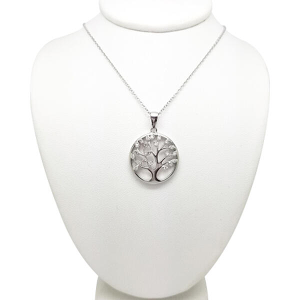 Sterling Silver Cubic Zirconia Tree of Life Necklace - image 