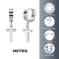Mens Lynx Stainless Steel Cross Hoop Earrings - image 4