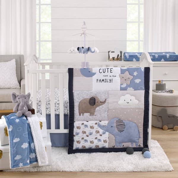 Carters(R) 3pc. Blue Elephant Nursery Crib Bedding Set - image 