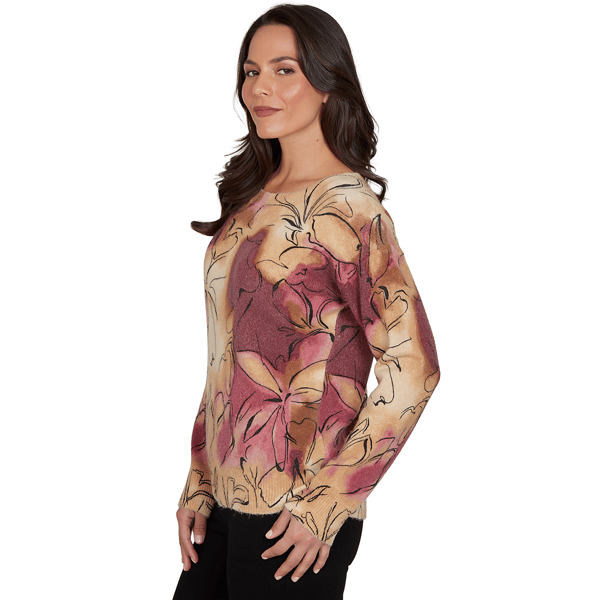 Petite Skye''s the Limit Wild Romance Floral Tie Dye Sweater