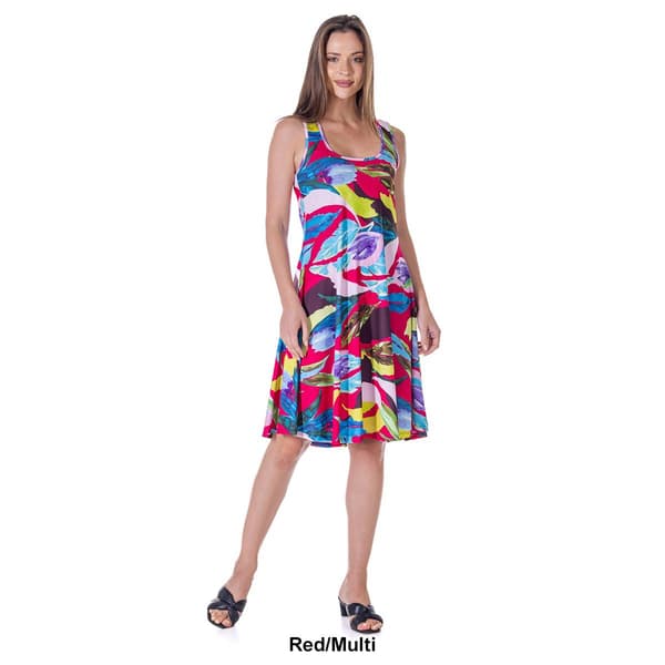 Womens 24/7 Comfort Apparel Tropical A-Line Knee Length Dress