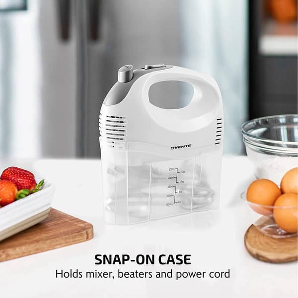 Ovente Portable 5-Speed Mixing Electric Hand Mixer - White