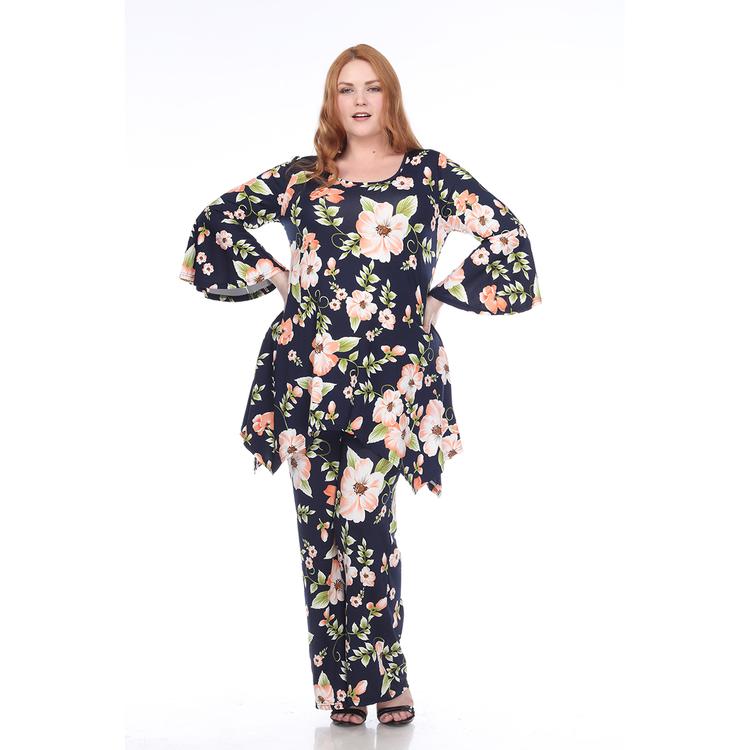 Plus Size White Mark 2 Piece Head To Toe Floral Set