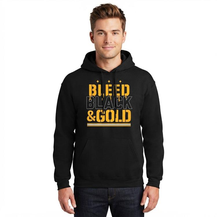 Mens Tailgate Pittsburgh Football Bleed Black & Gold Hoodie
