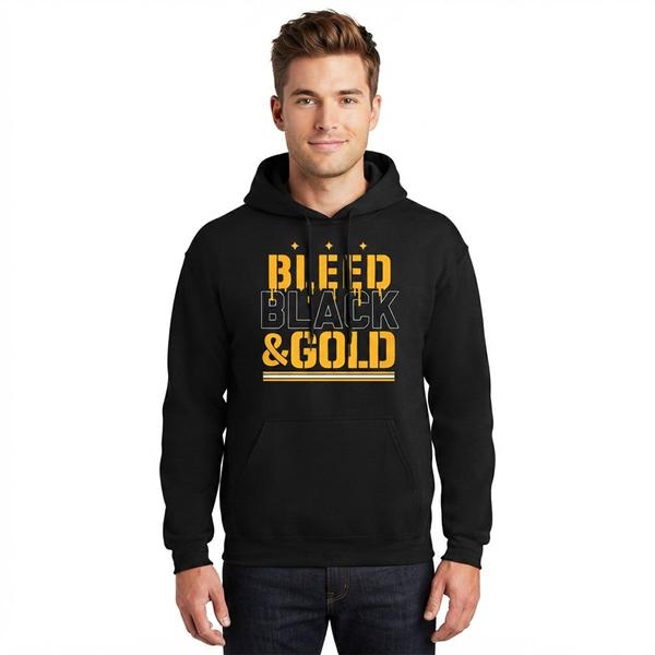 Mens Tailgate Pittsburgh Football Bleed Black & Gold Hoodie - image 