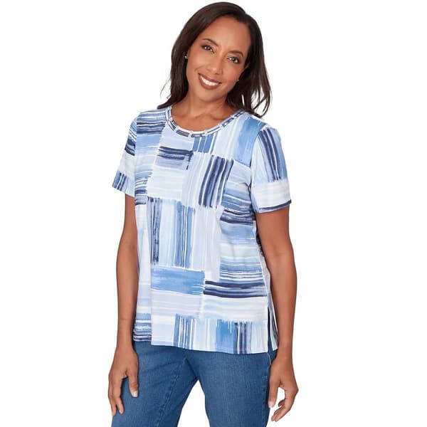 Womens Alfred Dunner Key Items Brushstroke Beaded Neck Blouse