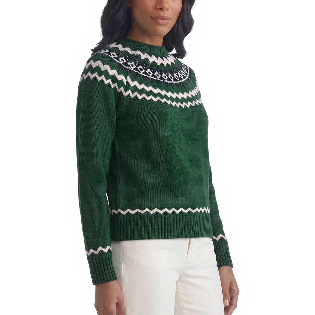 Petite Jones New York Long Sleeve Crew Neck Fair Isle Sweater