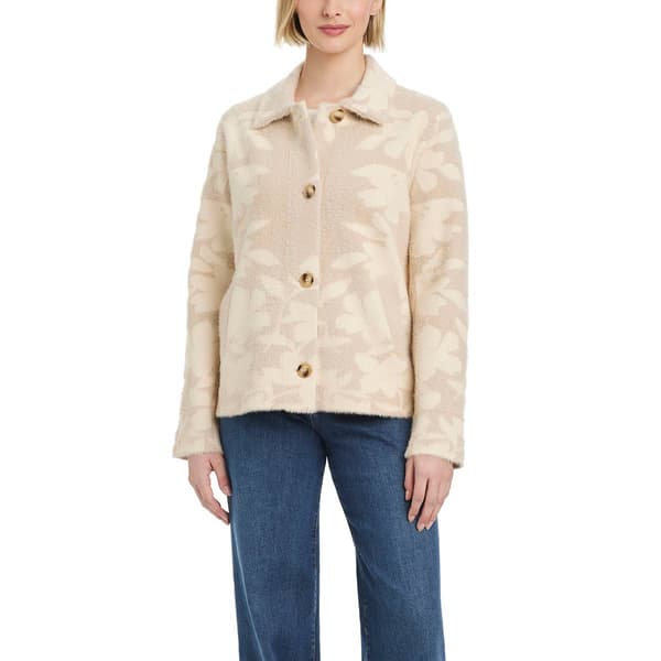 Womens Vince Camuto Single Breasted Short Stretch Knit Coat