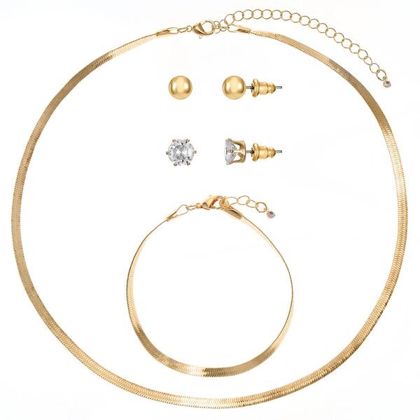 Design Collection Gold-Tone Necklace/Bracelet & Earring Set - image 