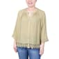 Womens NY Collection 3 Quarter Sleeve Button Down With Lace Hem - image 1