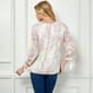 Womens Sara Michelle 3/4 Sleeve Floral Stripe Tie Wrist Blouse - image 2