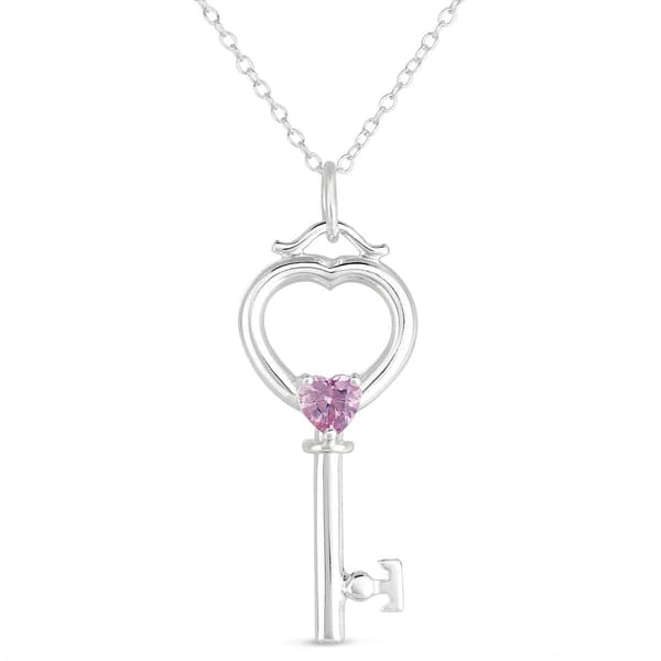 Forever New Sterling Silver Cubic Zirconia Key Pendant - image 