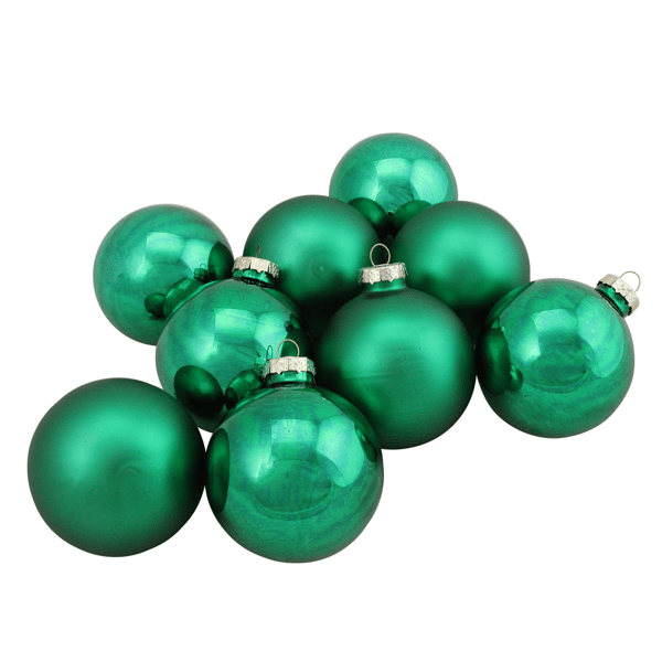 Northlight 9ct. Pine Green 2-Finish Glass Christmas Ornaments