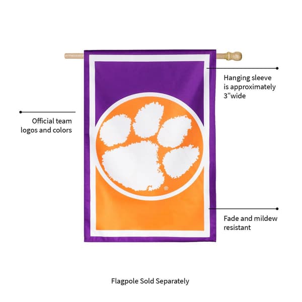 Evergreen Clemson University Burlap House Flag