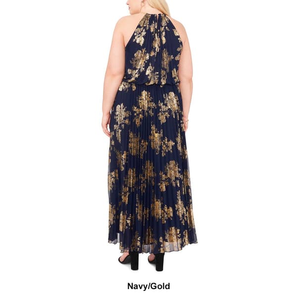 Plus Size MSK Sleeveless Pleated Halter Neck Maxi Dress