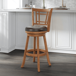 HH2 Home Fairfox Oak Wood Bar Height Swivel Stool