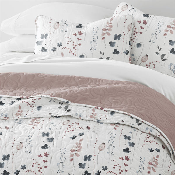 Soft Essentials Ultra Soft Poppy Bloom Reversible Quilt Set