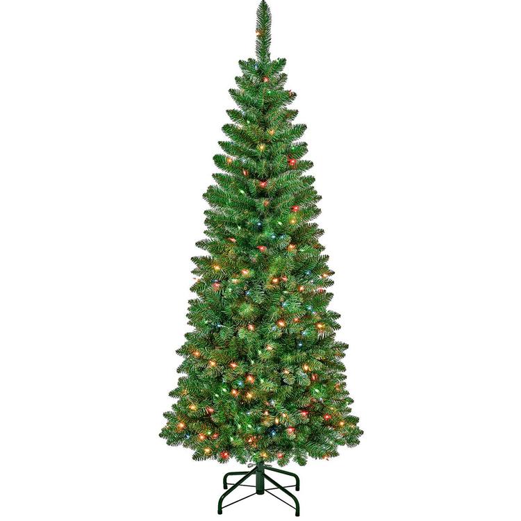 National Tree 6ft Rowan Pencil Slim Tree w/ 250 Multi-Color Light