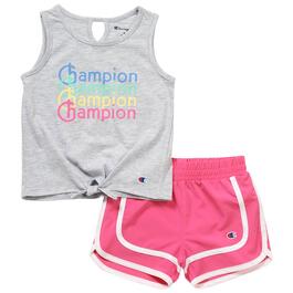 Girls &#40;4-6x&#41; Champion&#40;R&#41; Tie Front Tank Top & Woven Shorts Set