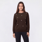 Womens Rio & Rian Long Sleeve Embroidered Coffee Mugs Sweater - image 1