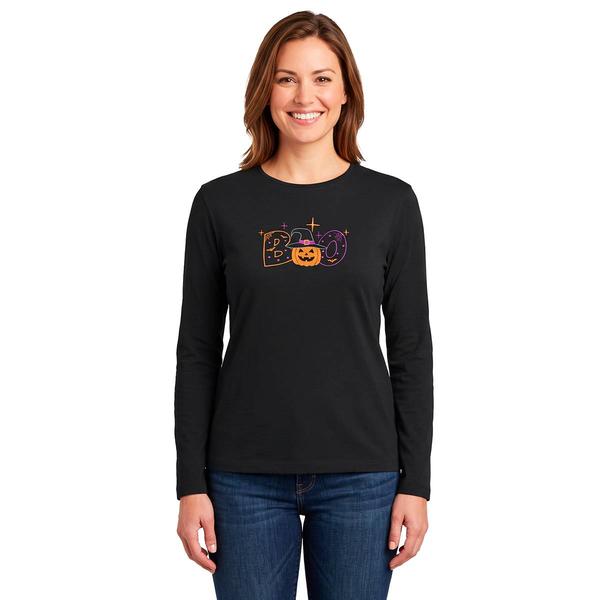 Womens MCC Sportswear Boo Pumpkin Long Sleeve Tee - image 