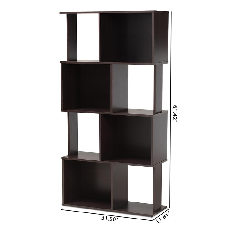Baxton Studio Riva Geometric Wood Bookshelf