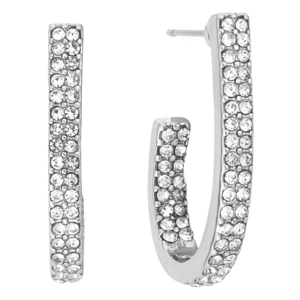 Athra 24mm Silver Plated Crystal J-Hoop Earrings