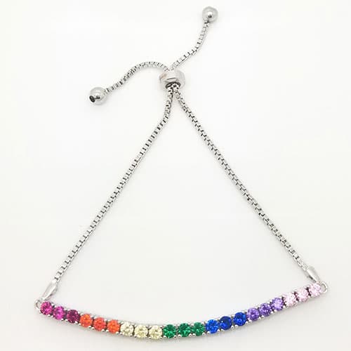 Silver Plated Rainbow Cubic Zirconia Round Bracelet - image 