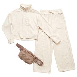 Girls (7-14) 90 Degree(R) by Reflex Ribbed 1/4 Zip & Pants w/ Bag