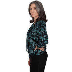 Womens Emaline Feminine Mystique Tie Neck Floral Blouse