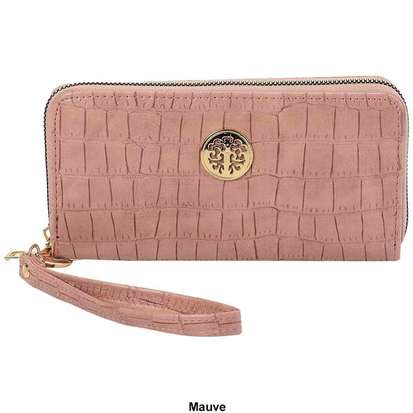 Womens Sasha Matte Croco Zip Around Wallet