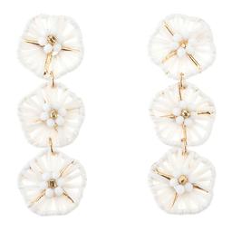 Ashley Cooper(tm) White 3 Tier Raffia Flower Earrings