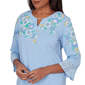 Womens Alfred Dunner Caribbean Blues Floral Embroidery Blouse - image 5