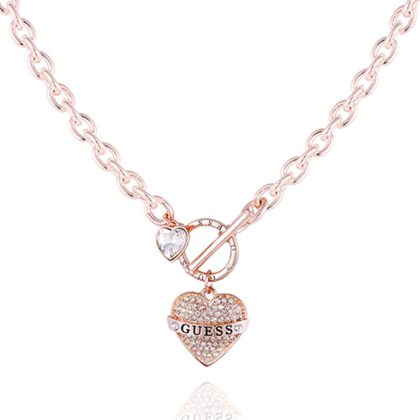 Guess Valentine's Logo Collection Crystal Heart Necklace - image 