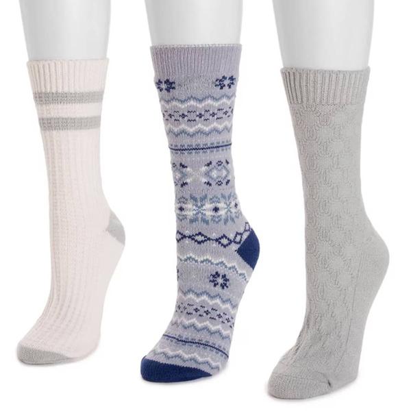 Womens Muk Luks 3pk.  Asst Boot Socks