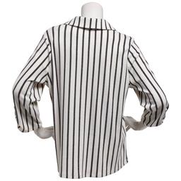 Plus Size Cure 3/4 Sleeve Stripe Button Front Blouse