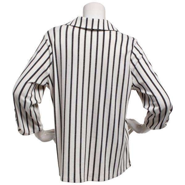 Womens Cure 3/4 Sleeve Stripe Button Front Blouse