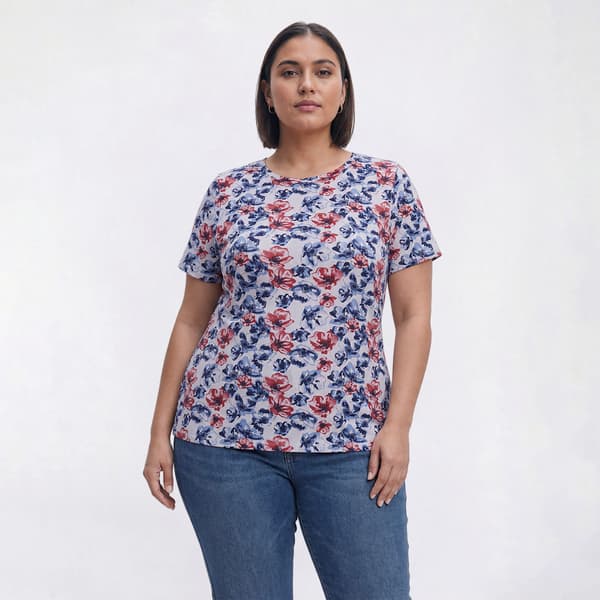Plus Size Hasting & Smith Short Sleeve Americana Floral Bloom Tee - image 
