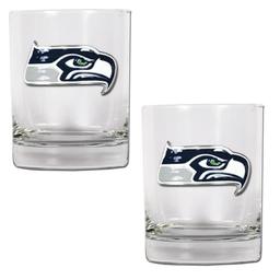 NFL Seattle Seahawks 2pc. 14oz. Rocks Glass Set