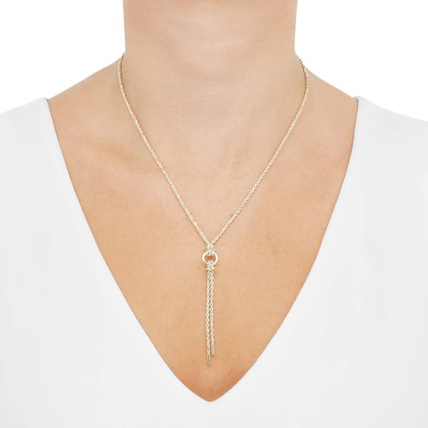 Gold Classics&#8482; Circle & Bar on Rope Chain Lariat Necklace