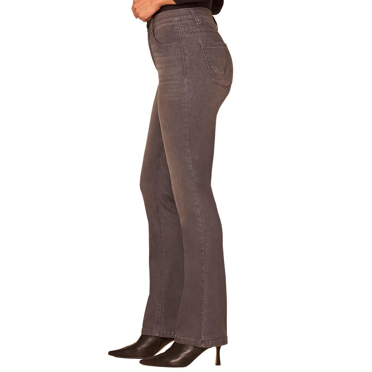 Womens Democracy “Ab”solution® Itty Bitty Rhinestone Grey Jeans