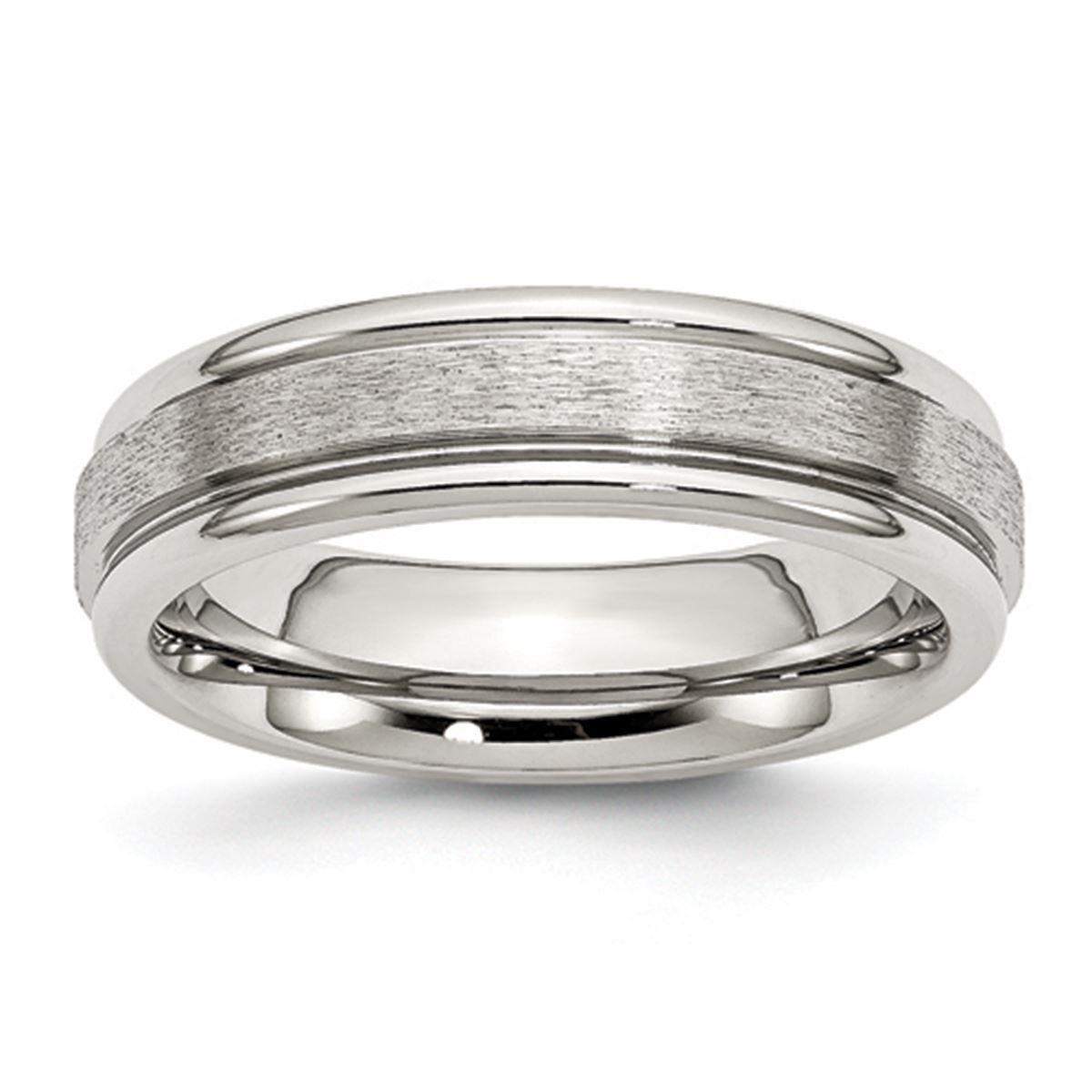 Mens Gentlemen's Classics(tm) Grooved Edge Satin & Polished Band