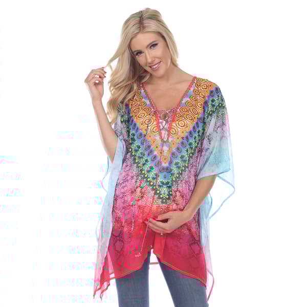 Plus Size White Mark Purple Print Maternity Poncho